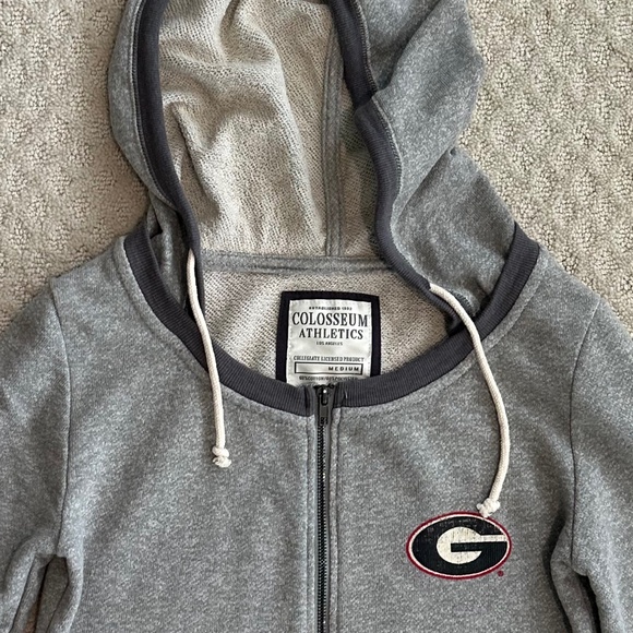 Univ. of Georgia Colosseum Athletics Lady's Gray Full Zip Hoodie Med College NWT - Picture 2 of 14